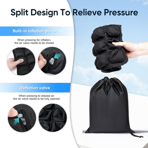bhgwqci 3D Travel mat - inflatable bubble design, used for car/office/airplane seat cushion, equipped with storage