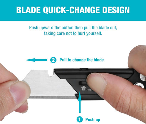 DURATECH 2-Pack Folding Utility Knife, Mini Box Cutter with Safety Lock and Quick-change Blade Mechanism
