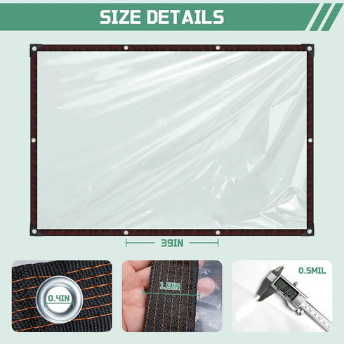QIVNLUMU 10x12FT Grommets Clear Tarp Heavy Duty Waterproof Plastic Tarps with Clear Vinyl Tarps for Outdoor Porches
