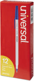 Universal UNV27421 Fine Stick Ballpoint Pen - 0.7 mm - Blue Ink - Gray/Blue Barrel - 1 Dozen