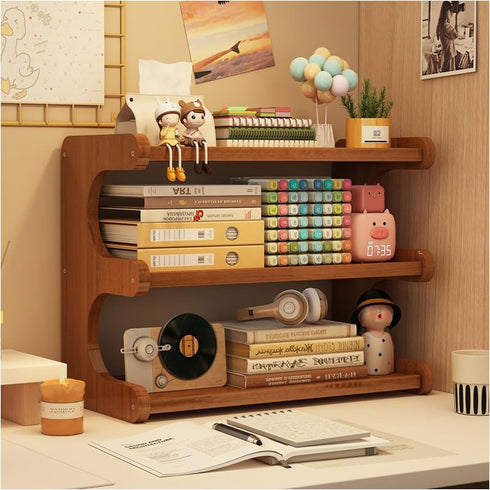 BEKMLOD 3 Tier Bookshelf for Desktop, Storage Rack, Desktop Organization