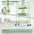 LEHOM 3 Tier Rolling Storage Cart - Metal Trolley Utility Cart with Wheels & Hooks for Bathroom Kitchen Office Bedroom