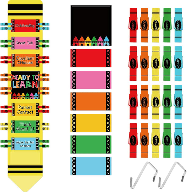 JarThenaAMCS Student Behavior Clip Chart for Classroom Kids Track Reward Incentive Behavior Pocket