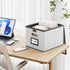 Huolewa Portable Leather File Organizer Boxes with Lids, Collapsible File Folder Organizer Boxes, Decorative Small