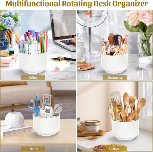 Desk Organizer, Minimalist Modern Design Pen Holder for Desk 360°Rotating Office Accessories with 5 Compartments