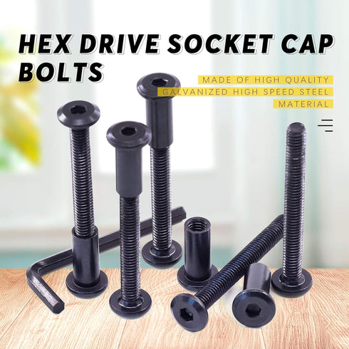 Swpeet 25Pcs M6x55mm Carbon Steel Black Hex Drive Socket Cap Bolts Assortment Kit with 1 Allen Wrench