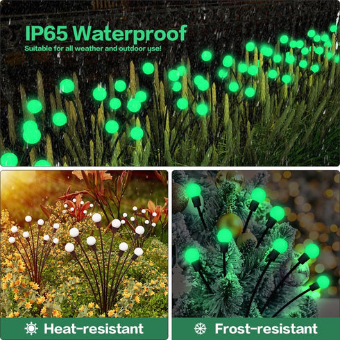 Halloween Decorations Solar Spooky Lights Outdoor - 2PACK 16LED Green Firefly Lights for Halloween Party Decor,