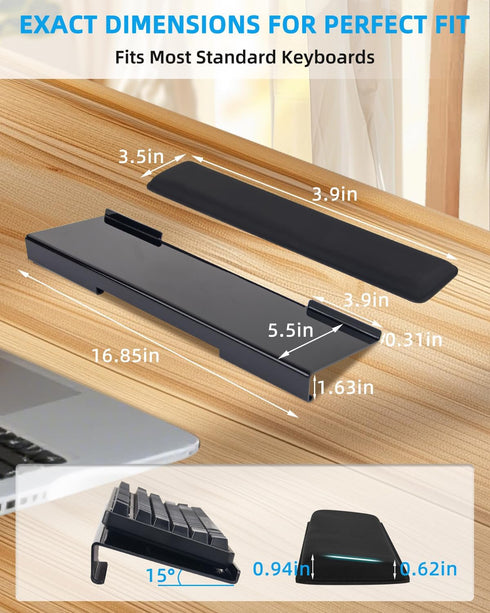 Aethrivex Keyboard Stand with Wrist Rest - Comfortable Wrist Pad for Easy Typing, Keyboard Tray for Office, Home