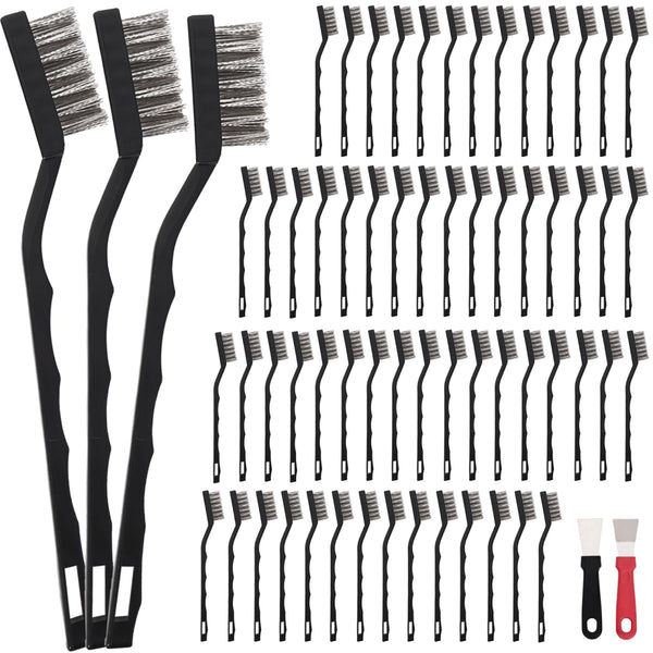 Jikvmis 60 PCS Mini Wire Brush Stainless Steel Brush SetMasonry Brush Wire Bristle