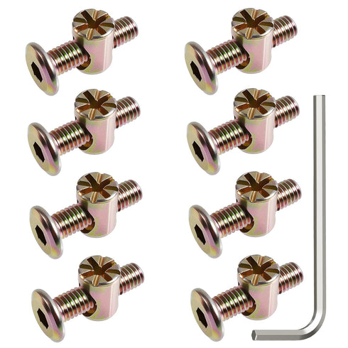 FOCMKEAS 8 Pcs M6 20mm Crib Screws,Hex Socket Drive Round Head Screw,Furniture Bolt,Crib