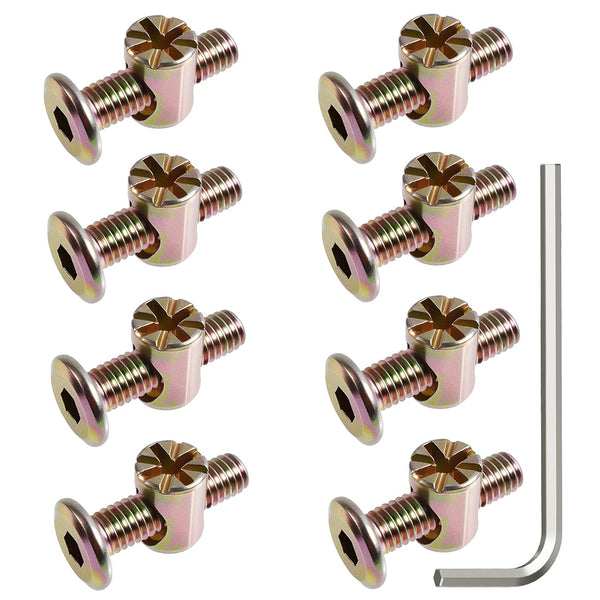 FOCMKEAS 8 Pcs M6 20mm Crib Screws,Hex Socket Drive Round Head Screw,Furniture Bolt,Crib