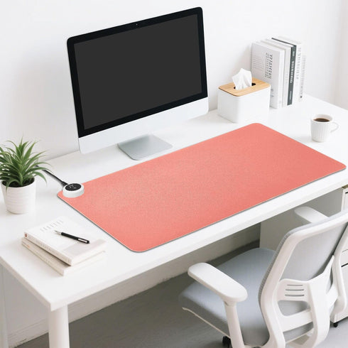 CHSIN 3 Heated Desk Pad PU Leather Mouse Pads with Levels Heating and Auto Shut Down Ideal Hand and Foot Warmer Mat