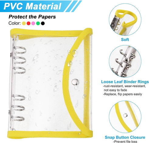 PATIKIL A6 Clear Binder Covers, Soft PVC, Bling Loose Leaf Binder Protector, Refillable Notebook Shell