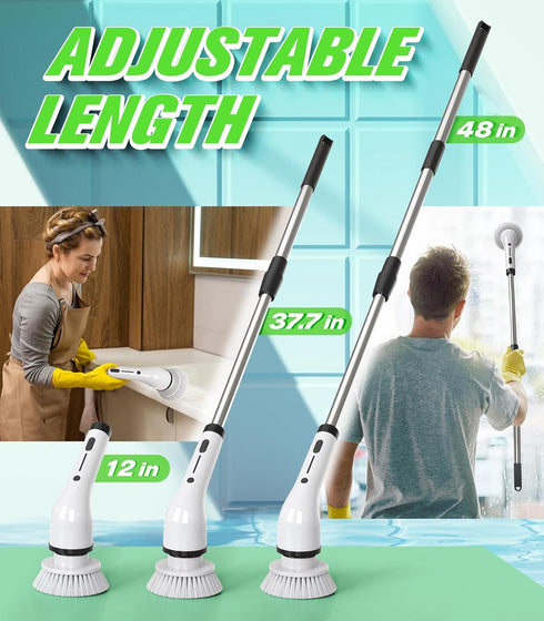 9 Heads,1.5H Electric Spin Scrubber for Cleaning,Cordless Waterproof Bathroom Shower Brushes with Power Dual Speed
