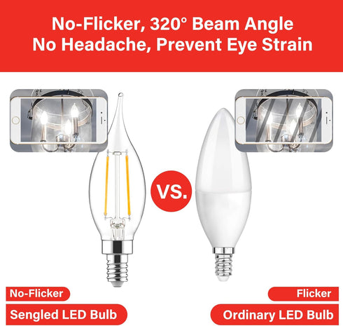 Sengled Bulbs Dimmable, E12 Bulb 60 CA10 Bulbs, 5000K 6 Count (Pack 1) Candelabra Led Light Led Watt Equivalent, Flame