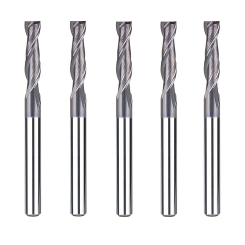 SpeTool 5Pcs 2-Flute Square Nose Carbide End Mill, 1/8 Inch Router Bit with 1/8 inch Shank, CNC Machine Tools, TiAlN
