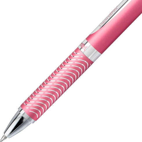 EnerGel Alloy Retractable Gel Pen, Pink Barrel, Medium Point, Black, 357082