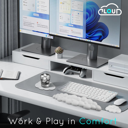 Cloud Wrist Rest for Keyboard, Ergonomic Memory Foam Arm Rest with Non-Slip Base for Typing Pain Relief