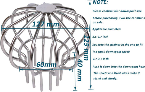 Baitaihem 304 Stainless Steel Drain Cover, Anti-Blocking Line Cap, Gutter Protector Cleaner Tool, 3 Inch