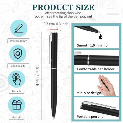 Teling 36 Pcs Small Ballpoint Pen Mini Pens Bulk 4 Inch Short Small Pens Tiny Pen Ink Ballpoint Pens for Notebook Notepads School Office(Black) by Teling