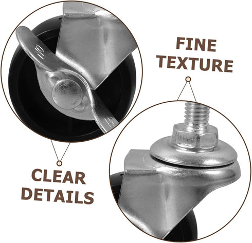 4pcs PRETYZOOM Furniture Caster Wheels Replacement Wheels Side Brakes for Rolling Cart