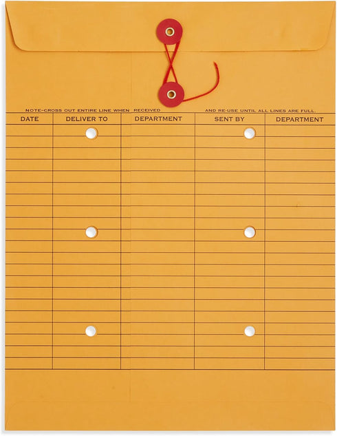 Blue Summit Inter-Department Envelopes, String Tie, Brown Kraft, 10 x 13 Inches – 100 Envelopes