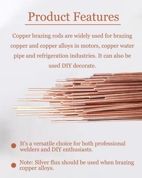 20 Copper Brazing Rods, 1/16" X 14", Copper Solder for Pipes and Crafts