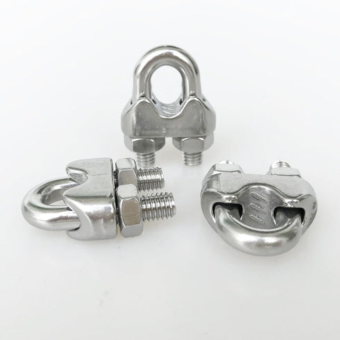 12Pcs M6 1/4 Inches Stainless Steel Wire Rope Cable Clip Clamp