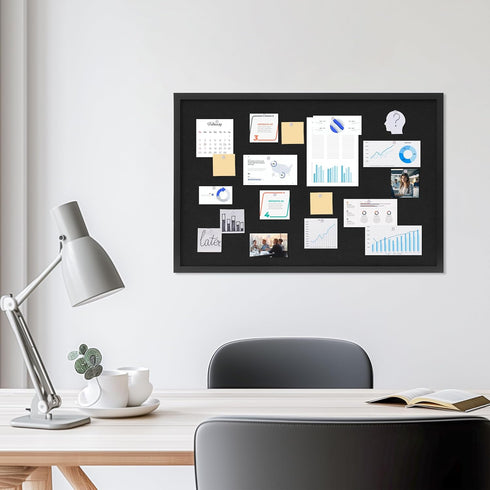 Black Linen Cork Board, 30"x20", Bulletin Board for Office Home School Message Board or Vision Board Decoration