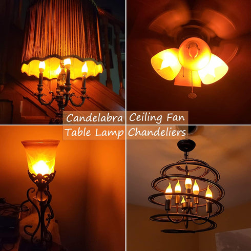 E12 Flame Bulbs 8 Packs, 3 Mode LED Candelabra Flame Light Bulb, 2.0 Watt Warm White, 1800K Candle Light Bulbs for