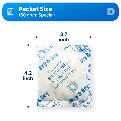 Dry & Dry Orange Indicating Silica Gel Packets - Food Safe Desiccants for Food Storage, 6 Packets (50 Gram)