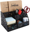 EasyPAG Office Desk Organizer Caddy, 6 Compartments & 1 Sliding Drawer, Black Desktop Accessories Supplies