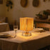 6000mah 3 Dimming Bulb Rattan Table Lamp, Battery Operated Table Lamp, Boho Small Desk Lamp, Brightness for Bedroom