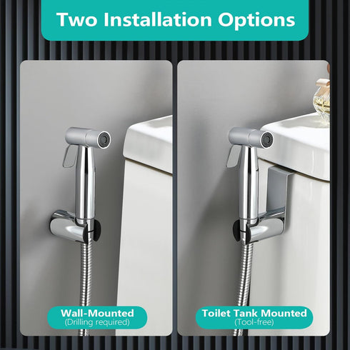 Set BARROCK Chrome Handheld Bidet Sprayer for Toilet,Stainless Steel Baby Cloth Diaper Jet Spray Kit,Bathroom Toilet