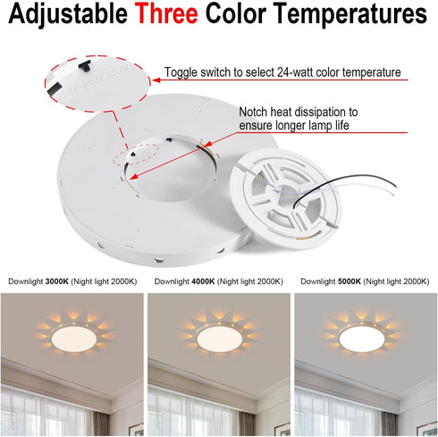 3000K/4000K/5000K Flush Mount led Ceiling Light Fixture Selectable,Modern Ceiling Lights for Bedroom Children's Kids