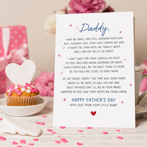 Goroar Sweet First Fathers Day Card for New Dad, Fathers Day Gift for Dad to be, Daddy to be Poem Card from Bump, Cute