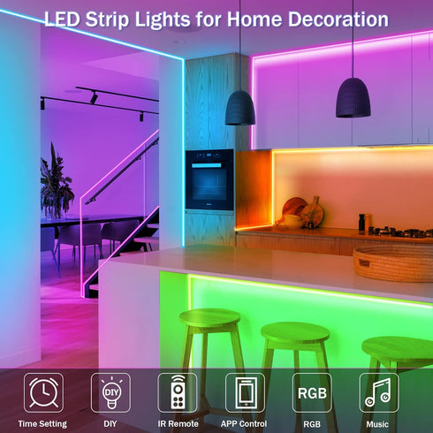KEELIXIN LED Lights Music Sync RGB LED Strip Lights with APP & Remote Control