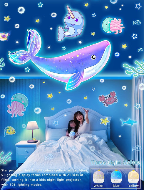 21 Sets 360 Kids Night Light Projector + of Films, Projector Night Light for Kids Bedroom, Ceiling, Star Galaxy