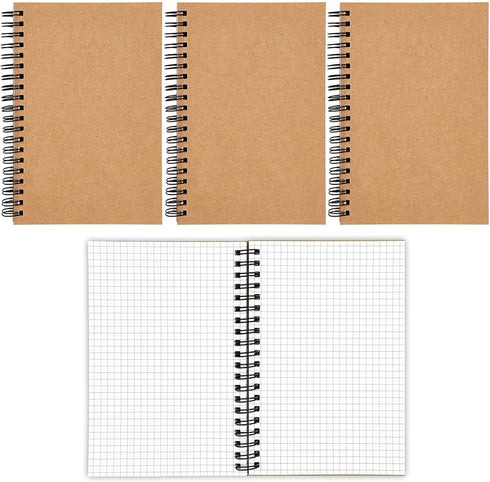 Spiral Bound Graph Paper Notebooks, 50 Sheets A5 Journal (5 x 7 In, 4 Pack)