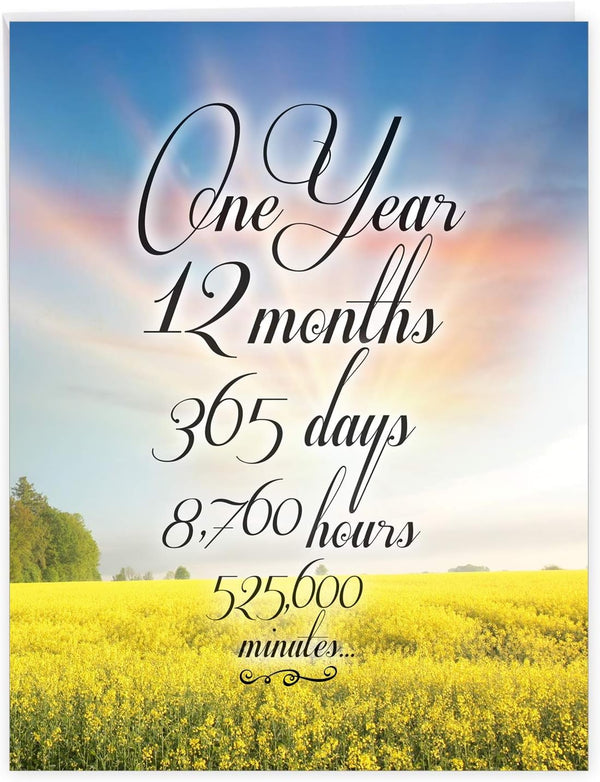 NobleWorks 1 Year Anniversary Recovery Jumbo Greeting Card, Encouragement Notecard for Milestone Sobriety Support