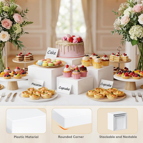 4 (7",7.8",8.3",10") Lifewit PCS Buffet Risers and Stands, Food Risers for Buffet Table, Catering Dessert Cake Holder