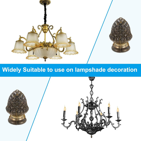 PATIKIL 25 36.5mm 1 Set x Lamp Finials Caps Knob, Solid Brass Lamp Shade Top Decoration Screw Cap Nuts with Brass