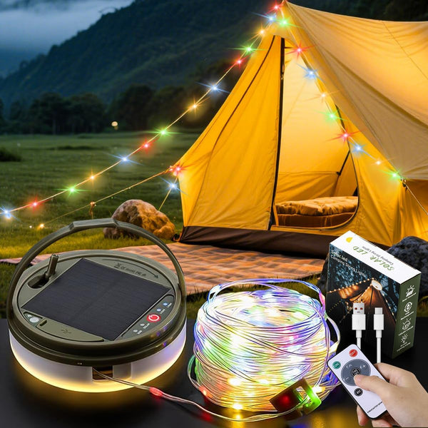 LEDLAY 40FT Solar Camping String Lights, Rechargeable String Lights with 8 Modes, Waterproof