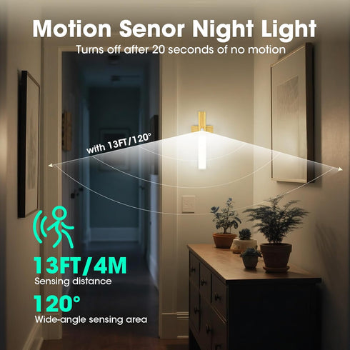 Picture,6000K 2Pack LAVAED Motion Sensor Lights Indoor,LED Rechargeable Battery Operated Wall Sconce Magnetic Stairway