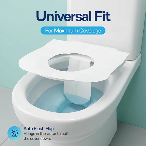 Pack 100 Count (10 10-Packs) Rockland Guard Disposable Toilet Seat Covers - Flushable Paper Travel - Resealable