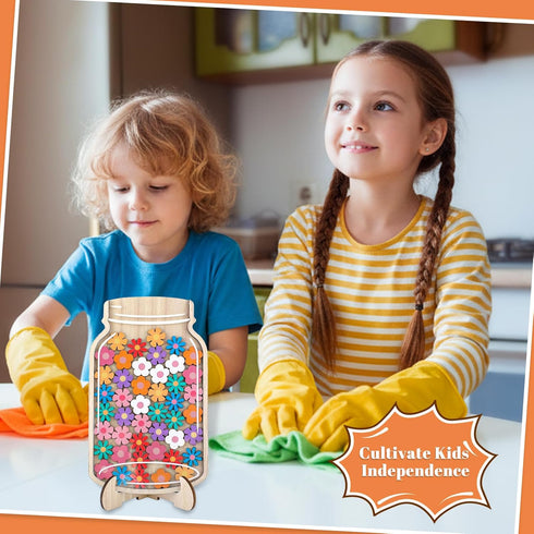 Fyguard 45Pcs 9.8" Magnetic Reward Jar for Kids, Large Flower Magnetic Reward Jars, Rewards System for Kids Home