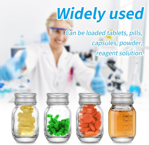 eispap 9Pcs 1oz 30 ml (9) Glass medicine bottles Glass Reagent Bottles Transparent Sample Jar,Wide Mouth,Screw Cap