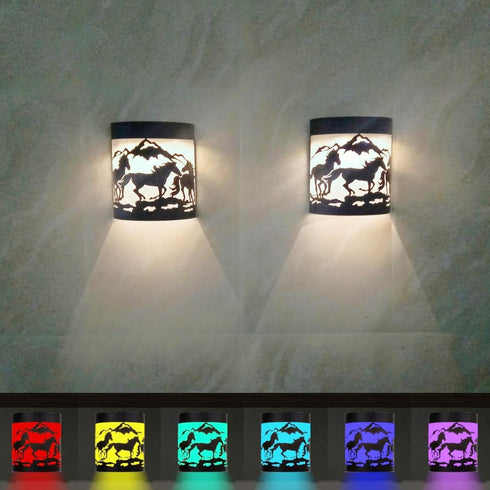 Horse Solar Wall Lights,Solar Fence Lights Outdoor Waterproof for Deck Steps Fence