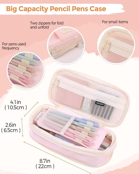 SKYDUE 44Pcs Aesthetic School Supplies, Big Capacity Pencil Case, 12 Highlighters, 11 Gel Pens, College Essentials