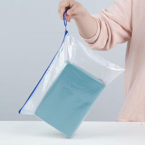 Koogel 5PCS Mesh Zipper Pouches, Waterproof Zipper File Bags for A4 Paper, Travel, Office, School, Cosmetics